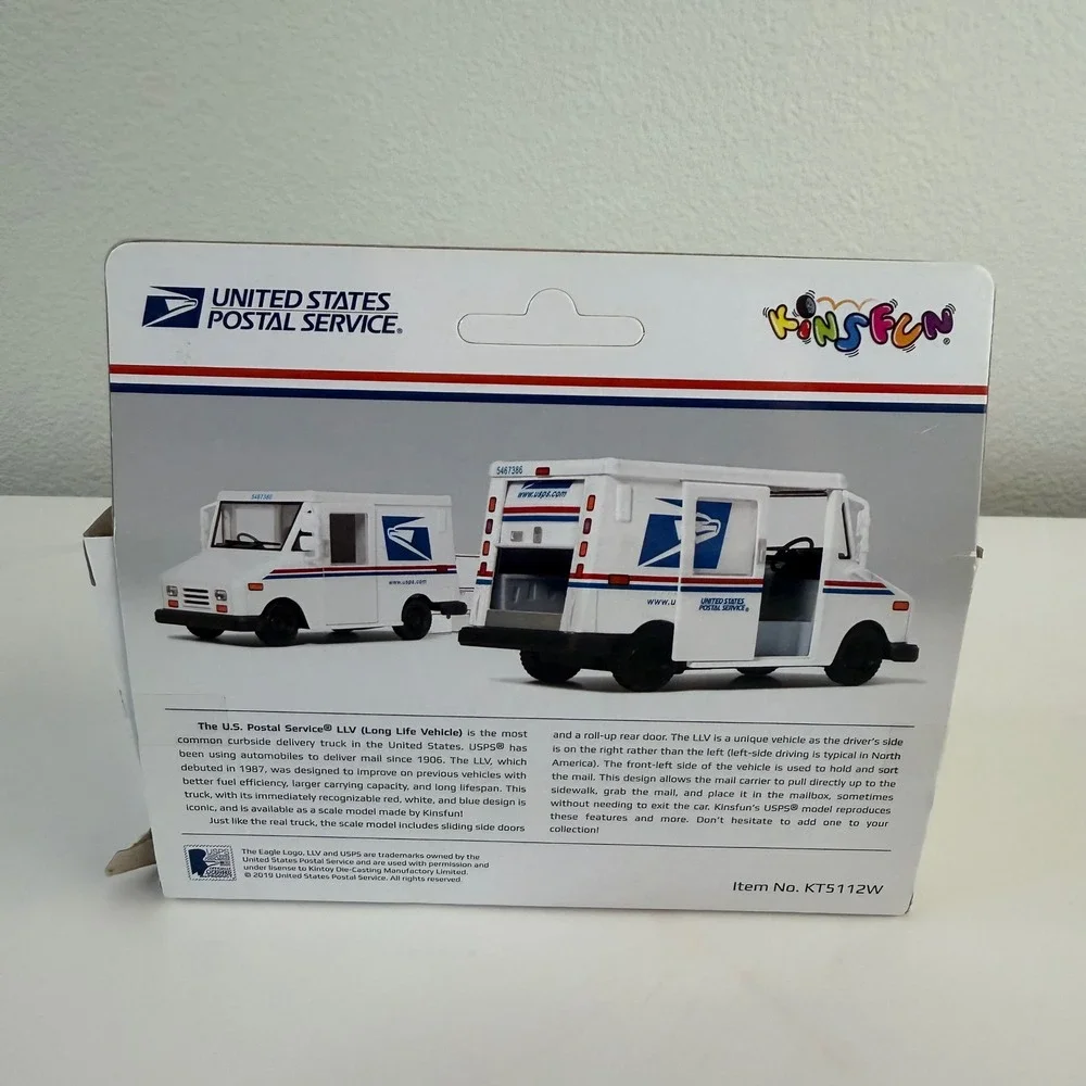 Kinsfun USPS LLV Mail Truck 1:36 Scale Die Cast Metal Pull Back Action KT5112W